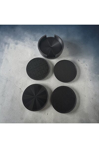 Major Hobi 3D Printed Coaster Set of 4 – Decorative Coaster Organizer with Stand