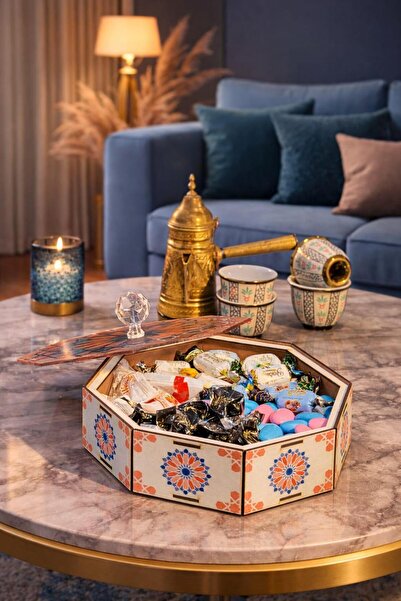 LAZORİAE Lüks Ahşap İkramlık Çerezlik – Kapaklı Dekoratif Sunum Kutusu (24x24...