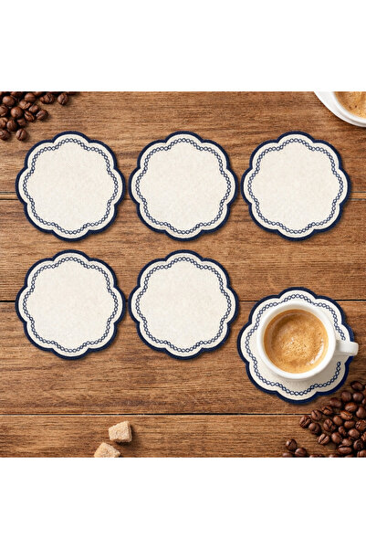 Elriya 6 Pieces Coffee Serving Napkins, Presentation Napkins, Embroidered Cof...
