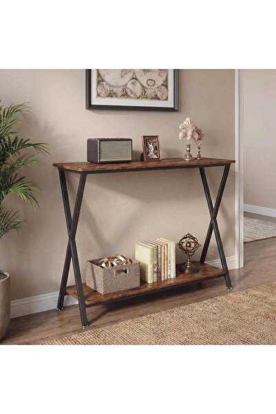 Garvee Narrow Console Table, Rustic Sofa Table with 2-Tier Storage Shelves, L...