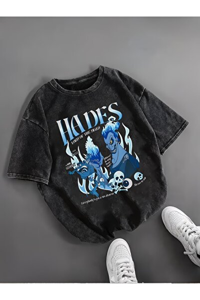 Touz Moda Hercules Hades štampana unisex periva vintage majica velikog kroja