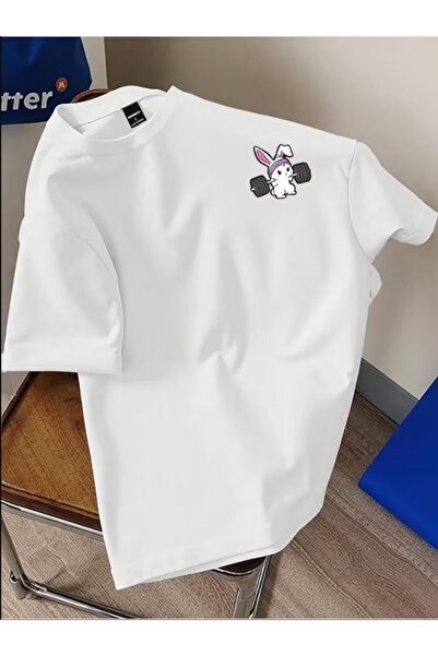 NOURAM Men'S Short-Sleeve Round Neck T-Shirt with Rabbit Pattern Print,Suitab...