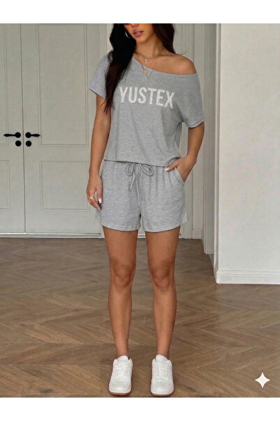 yx yustex sport Women's Gray Shorts Oversize Relaxed Fit High Waist Shorts wi...