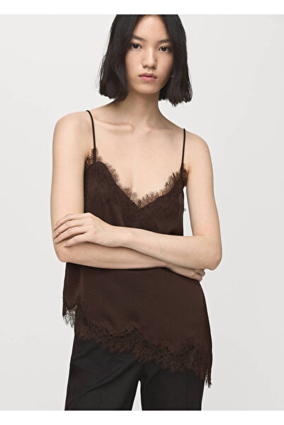 MANGO Woman Asimetrik dantel bluz