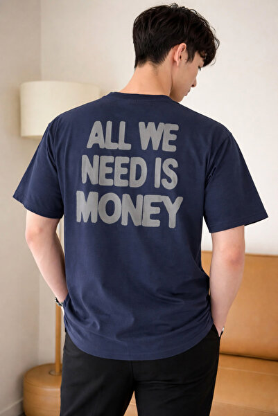 COOL TARZ Men's Oversize T-Shirt with Printed "All We Need Is Money" Text Bas...