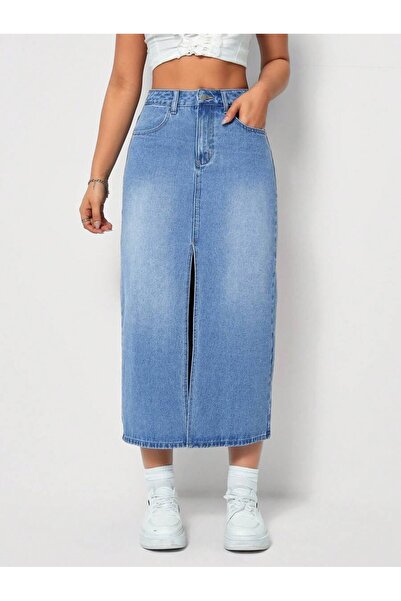 Iuliashop Fustă midi din denim Arnica - S