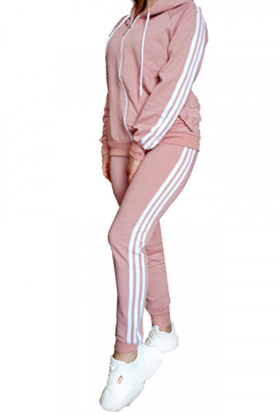 OEM Women's tracksuit, sports, two pieces, Pink with white stripes