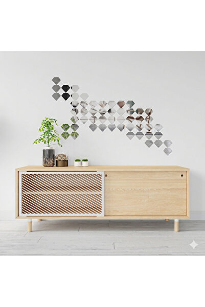 LUXER Set of 50 Decorative Acrylic Mirrors, Diamond Pattern, Self-Adhesive, 6...