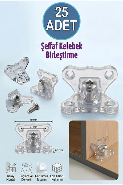 GLASWEN Açılı T Bağlantı Dereceli Çektirme Şeffaf Plastik Köşe Birleştirme Ke...