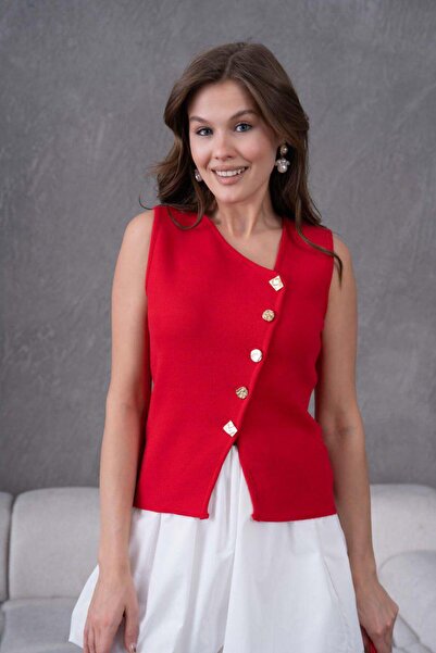 fuşyha butik V-Neck Button Detailed Knitwear Jacket