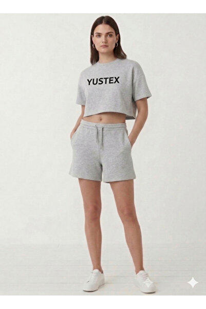 yx yustex sport Women's Gray Shorts Oversize Relaxed Fit High Waist Shorts wi...