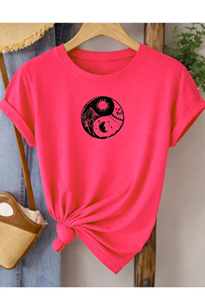 Pink Sky Premium Oversize T-Shirt 100% Βαμβάκι Unisex Άνετη Εφαρμογή Τάση Νέα...