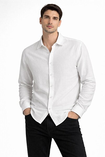 CLASSİCS MEN Ανδρικό βαμβακερό κανονικό φαρδύ μακρυμάνικο πουκάμισο Huffa 7585