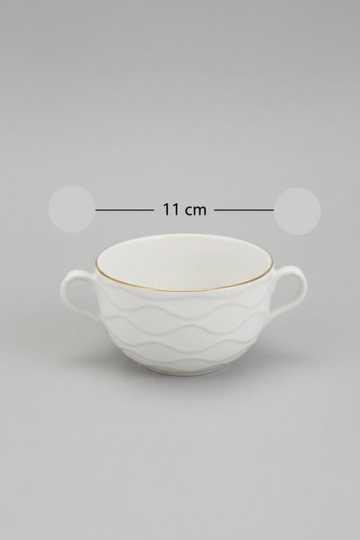 İpek Porselen 11 cm Porcelain Bowl with Handle, Gilded for 2 People – Modern ...