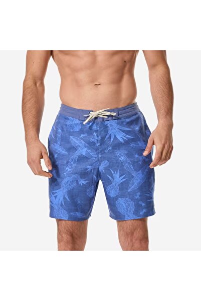 Decathlon Erkek Orta 18" Deniz Şortu/Boardshort - Mavi - Desenli - 100