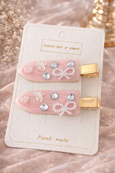 Accessories Σετ 2 τεμαχίων πολυτελών κλιπ μαλλιών Hei Pink Butterfly με λεπτο...