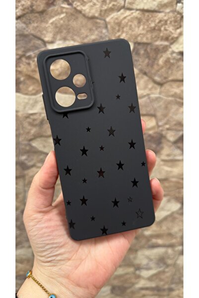 Vip Case Redmi Note 12 Pro 5G Uyumlu Mini Siyah Yıldız Desenli Silikon Darbe ...