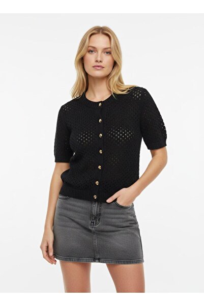 fuşyha butik Crew Neck Button Detailed Knitwear Jacket