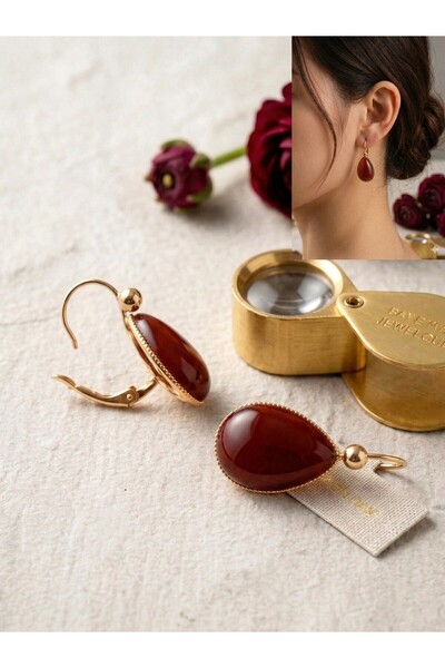 LADYMİRAGE Agate Stone Sterling Silver Earrings