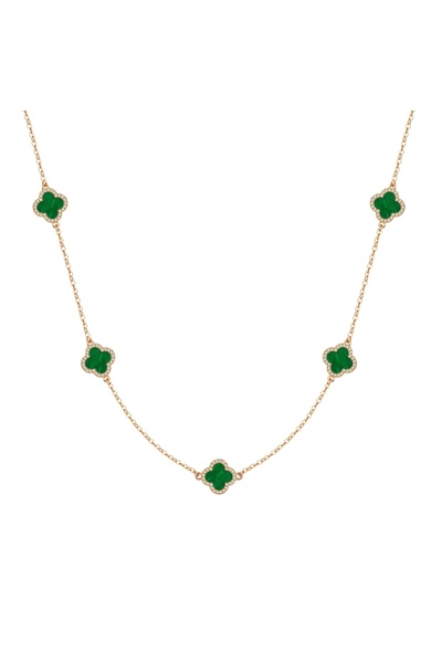 Lulu & Jane Modeschmuckhalskette Kette mit Anhänger gelbgold Zirkonia weiß Ac...