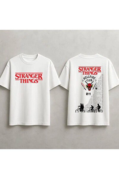 STİL-X Stranger Things Baskılı Unisex %100 Pamuklu Oversize T-shirt