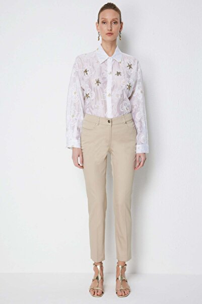 Ekol Βαμβακερό παντελόνι με χαμηλή μέση και στενό μπατζάκι