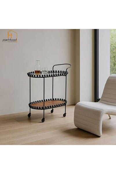 Al Saadah Home عربة تقديم - 84×40×70 سم - بني وأسود