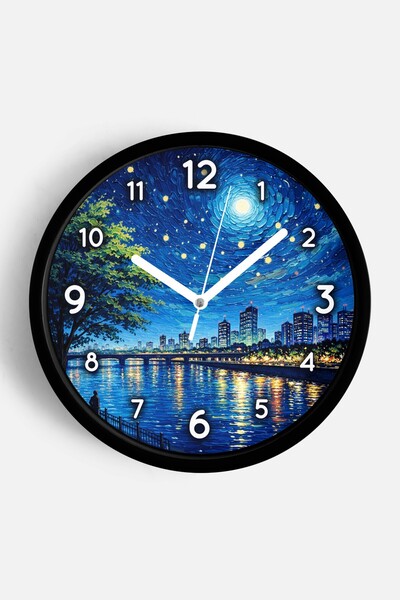 JHAAR Ρολόι τοίχου με σχέδιο ελαιογραφίας – Καλλιτεχνικό, αφηρημένο, μποέμ κα...