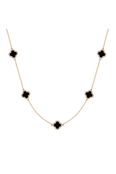 Lulu & Jane Modeschmuckhalskette Kette mit Anhänger geblgold Zirkonia weiß Ac...