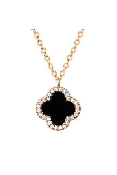 Lulu & Jane Modeschmuckhalskette Kette mit Anhänger geblgold Zirkonia weiß Ac...