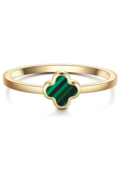 Glanzstücke München Edelstahlring Ring Edelstahl gelbgold Malachit (synth.) grün
