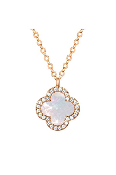 Lulu & Jane Modeschmuckhalskette Kette mit Anhänger gelbgold Zirkonia weiß Pe...