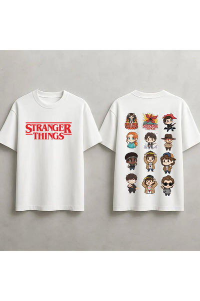 STİL-X Stranger Things Baskılı Unisex %100 Pamuklu Oversize T-shirt