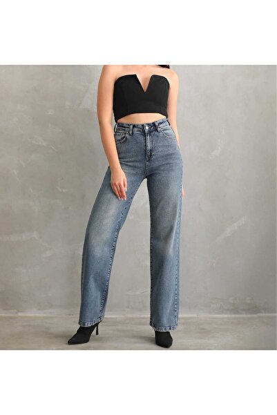 Rich Star Αντικέ Παντελόνι Τζιν με Φαρδιά Μπατζάκια και Λεπτομέρειες