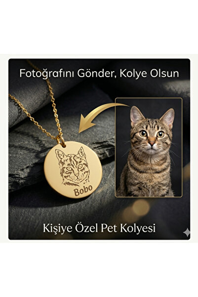 DIZY SILVER Evcil Hayvan Kolye, Kişiye Özel Köpek Kedi Portre Kolye, 925 Ayar...