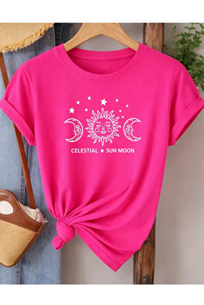 Pink Sky Premium Oversize T-Shirt 100% Βαμβάκι Unisex Άνετη Εφαρμογή Τάση Νέα...