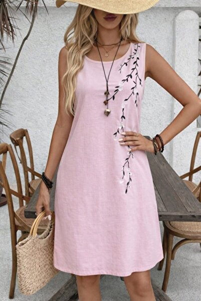 DRESSIFY WOMEN’S FASHION Γυναικείο κοντό φόρεμα με λουράκια και στρογγυλή λαι...