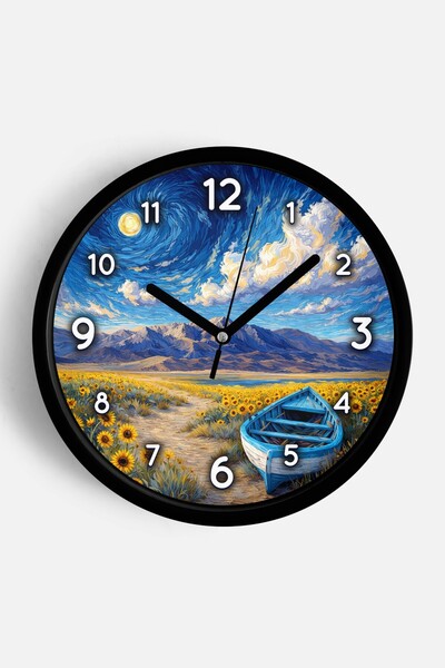 JHAAR Ρολόι τοίχου με σχέδιο ελαιογραφίας – Καλλιτεχνικό, αφηρημένο, μποέμ κα...