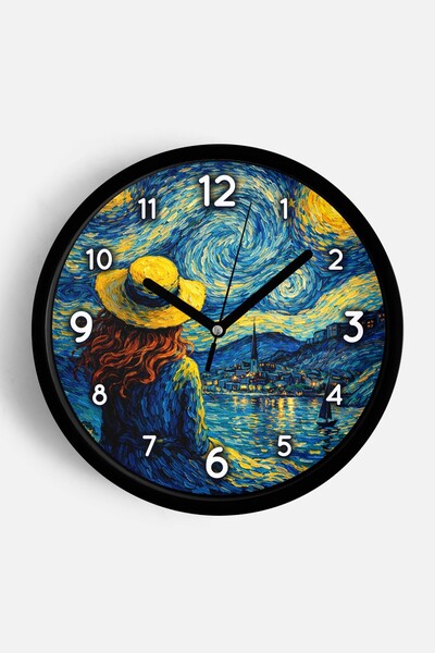 JHAAR Ρολόι τοίχου με σχέδιο ελαιογραφίας – Καλλιτεχνικό, αφηρημένο, μποέμ κα...