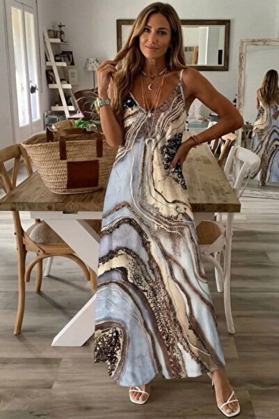 Modayakamoz Νέα συλλογή Γυναικείο Καλοκαιρινό Φόρεμα με Τιράντες και Λαιμόκοψ...