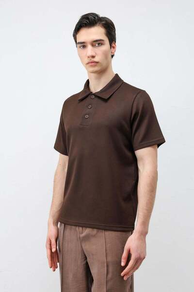 Antioch Koyu Kahve Basic Polo Yaka Erkek T-Shirt