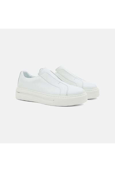 Desa Men's White Desacomfort Elastic Leather Casual Shoes