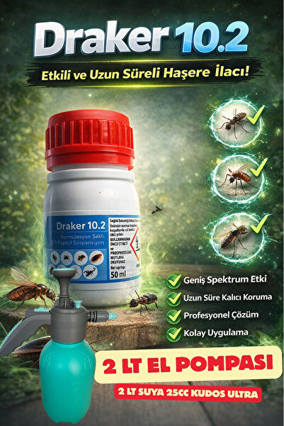 Vebi Draker 10.2 Haşere İlacı 50 ml + 2 Lt El Pompası(kene, sivrisinek, karas...