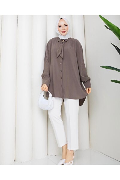 MARSE Bağlama Detaylı Oversize Tunik – Rahat Kesim Şık Kadın Gömlek