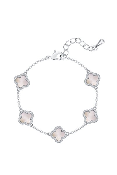 Lulu & Jane Modeschmuckarmband Armband Zirkonia weiß Perlmutt weiß