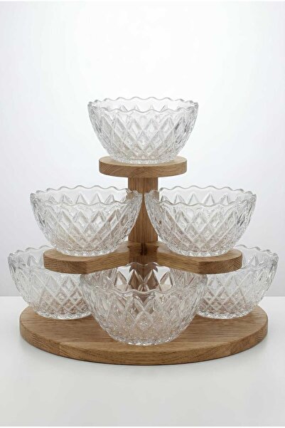 GLASS ELMAS Zim Mutfak Dünyası Diamond Bowl 6'lı Kesme Cam Kase - Şık Çerezli...