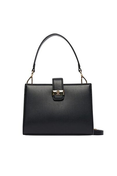 Tommy Hilfiger HERITAGE MINI SATCHEL SİYAH KADIN OMUZ ÇANTASI