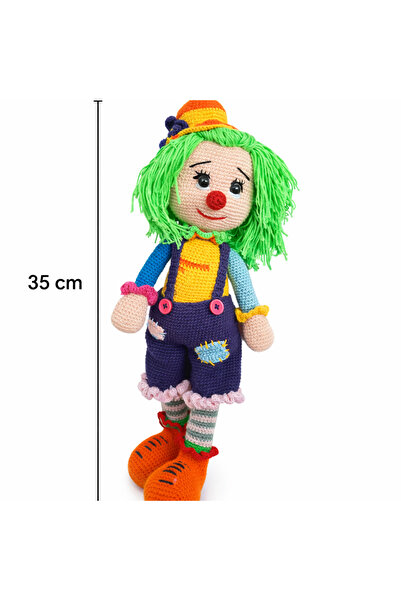 feelspet Hand Knitted Clown Doll 35 cm Decorative Toy