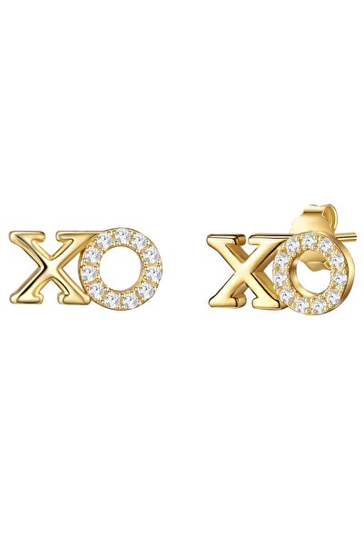 Lulu & Jane Modeschmuckohrstecker Ohrstecker gelbgold Zirkonia weiß
