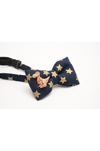 Bestyle Dinosaur Pin Star Patterned Navy Blue Children's Bow Tie